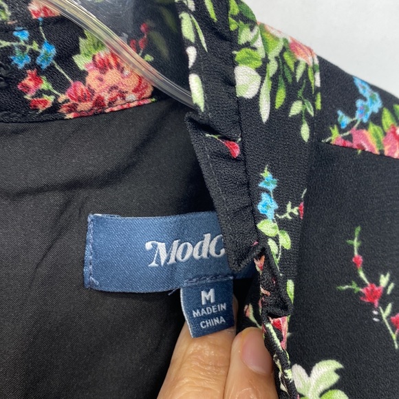 Modcloth Floral Midi Dress - Black and Pink - Picture 2 of 6